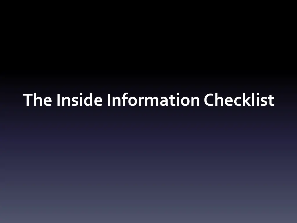 the inside information checklist