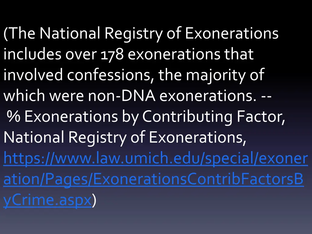 the national registry of exonerations includes