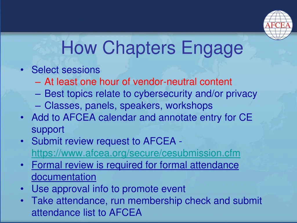how chapters engage