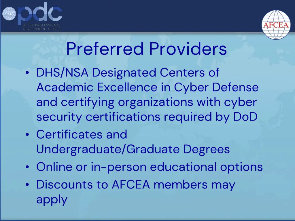 preferred providers dhs nsa designated centers