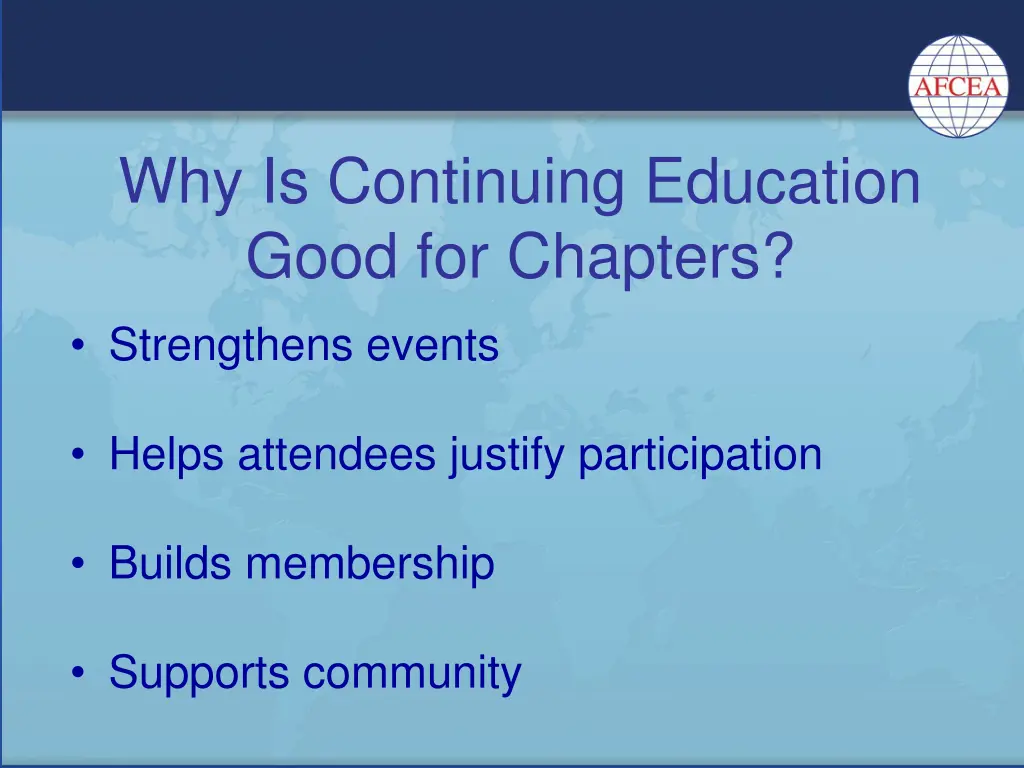 why is continuing education good for chapters