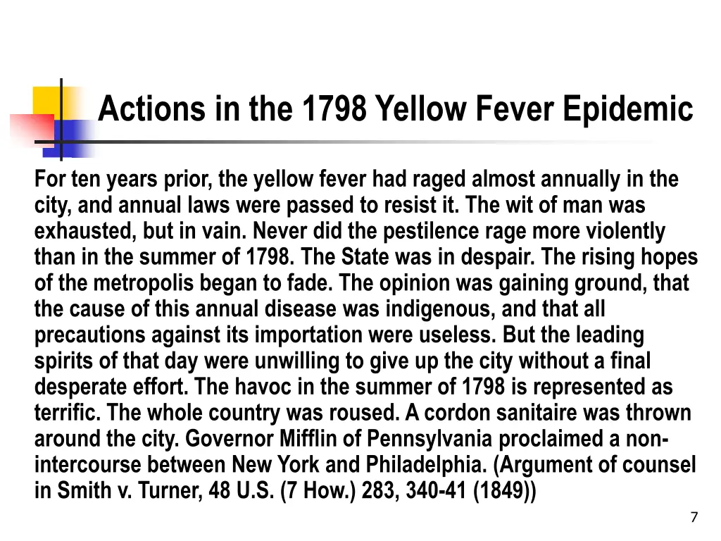 actions in the 1798 yellow fever epidemic