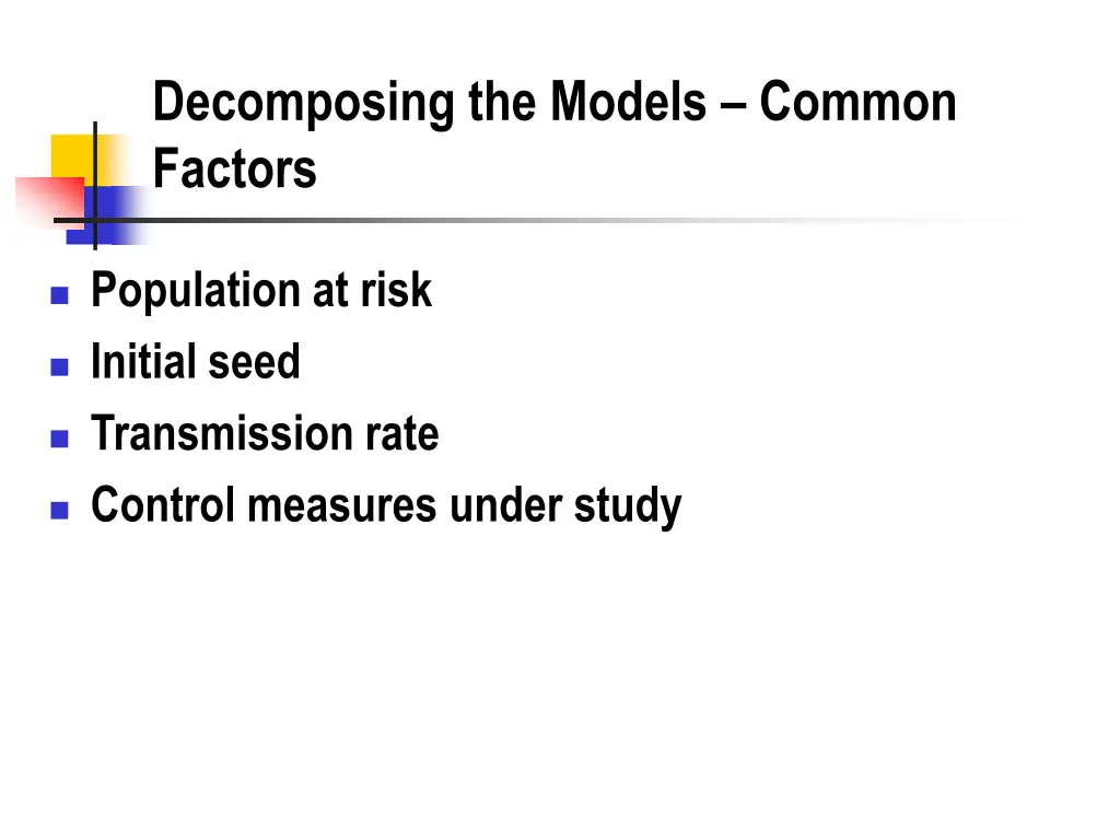 decomposing the models common factors