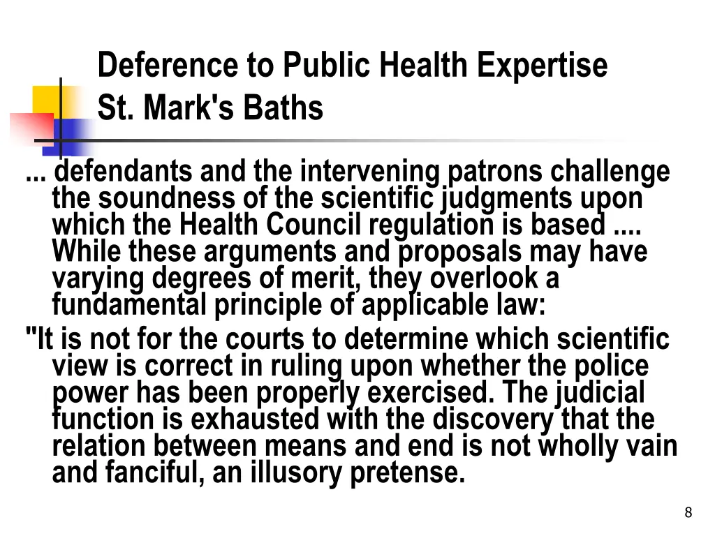 deference to public health expertise st mark