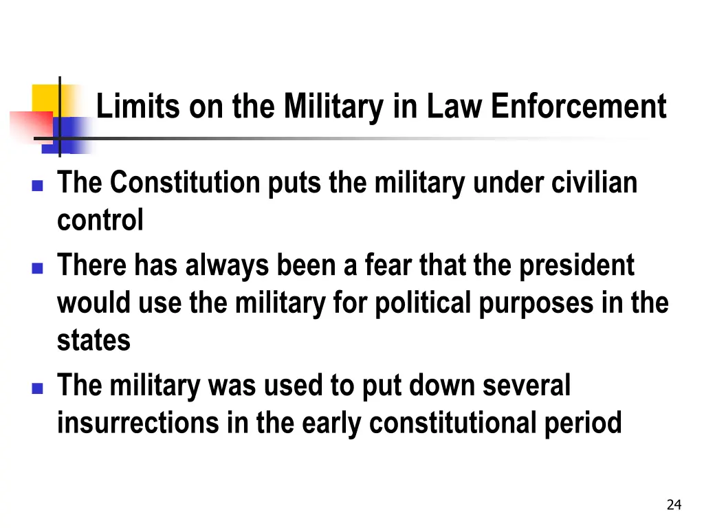 limits on the military in law enforcement