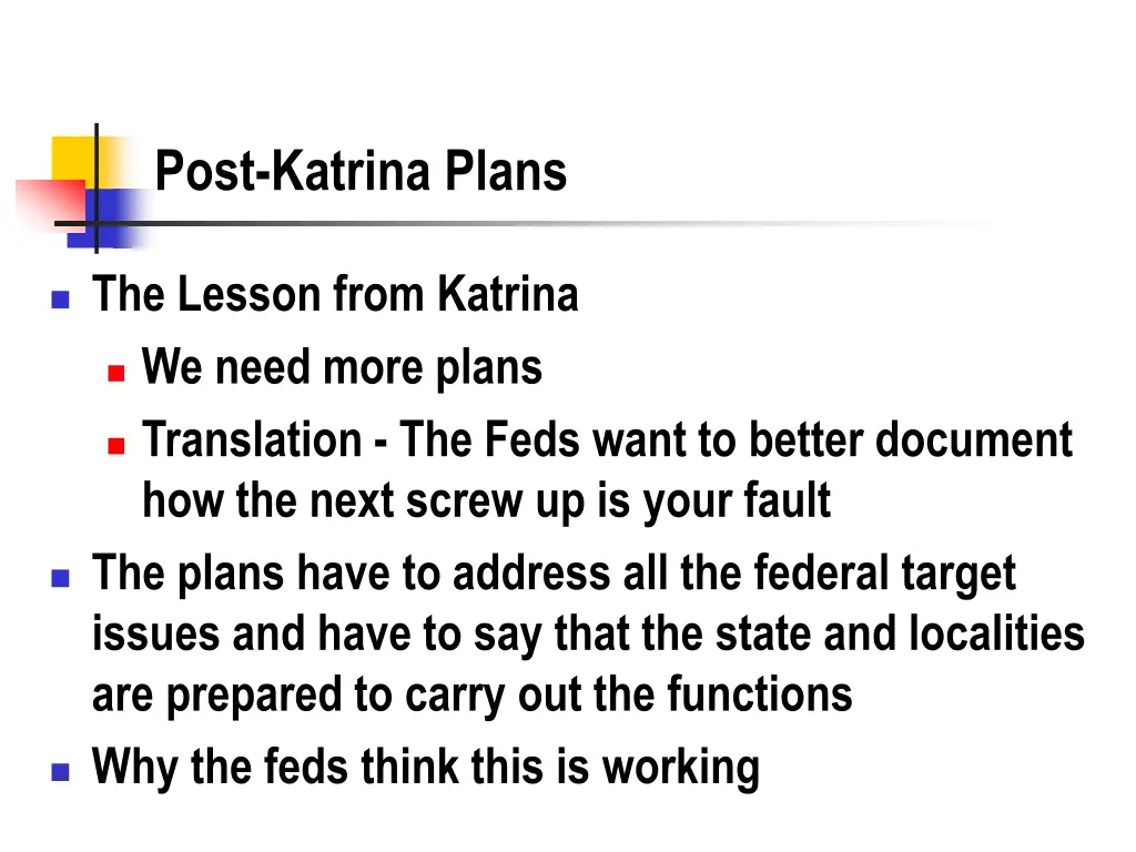 post katrina plans