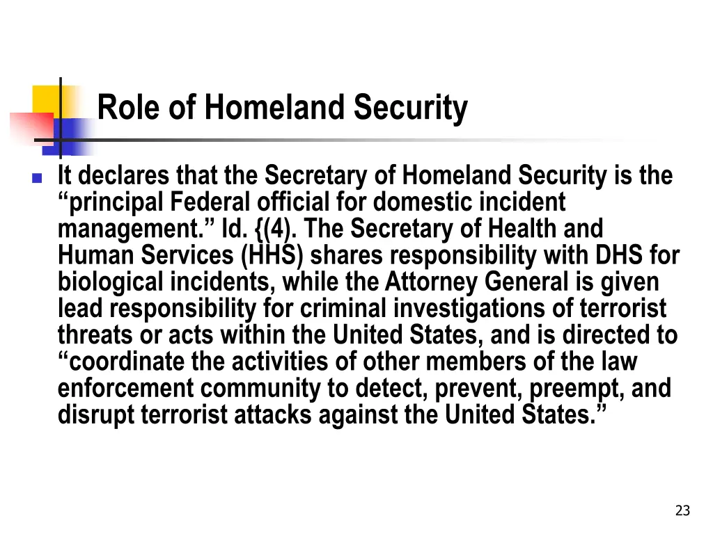 role of homeland security