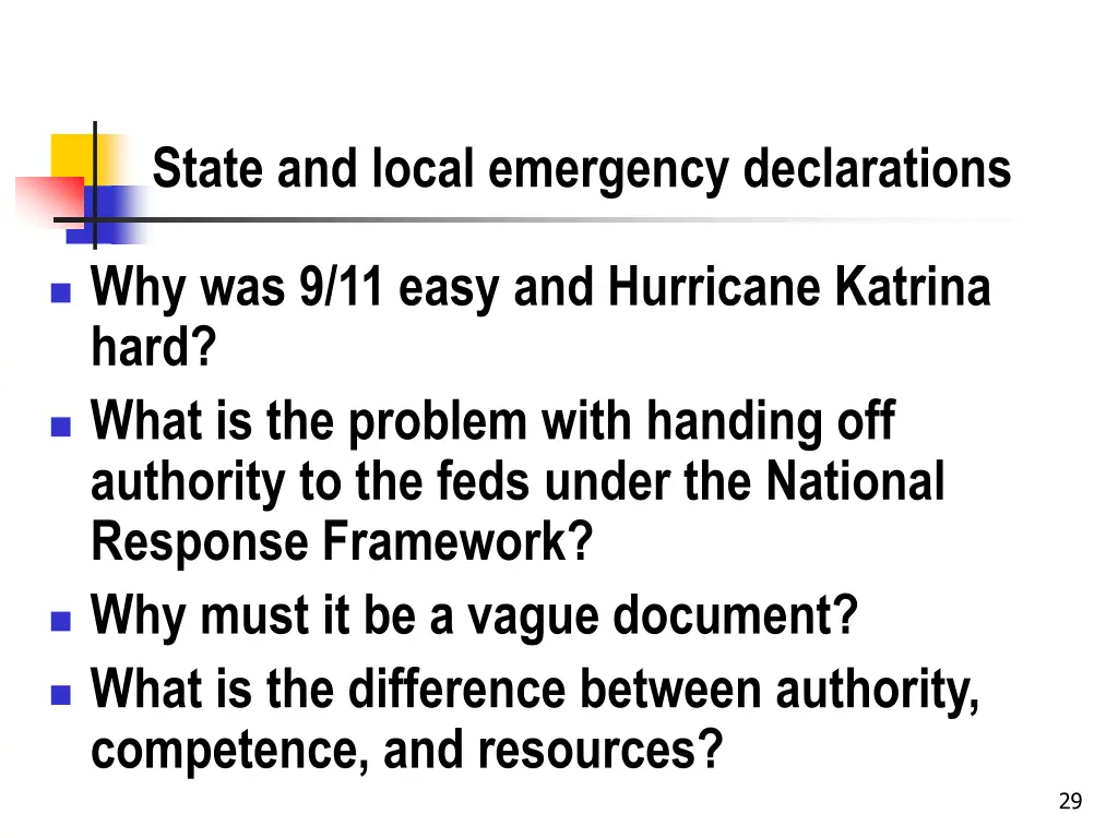 state and local emergency declarations