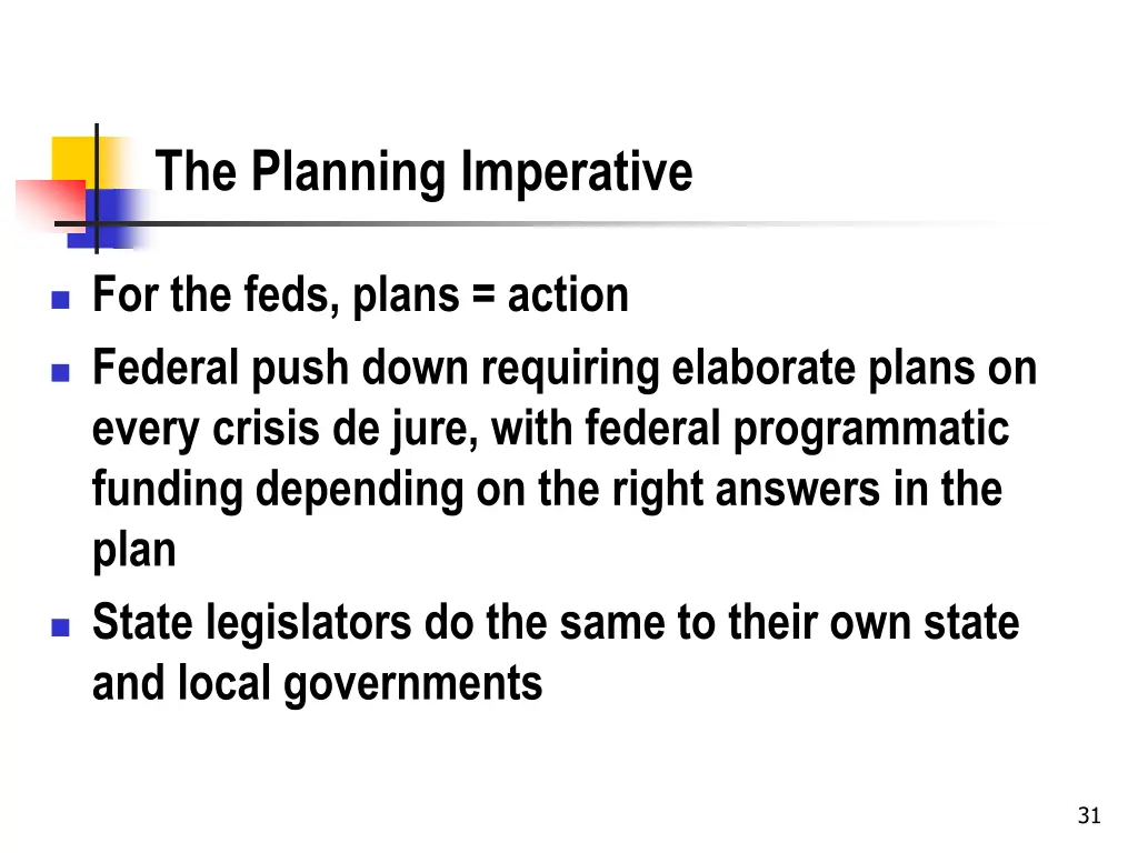the planning imperative