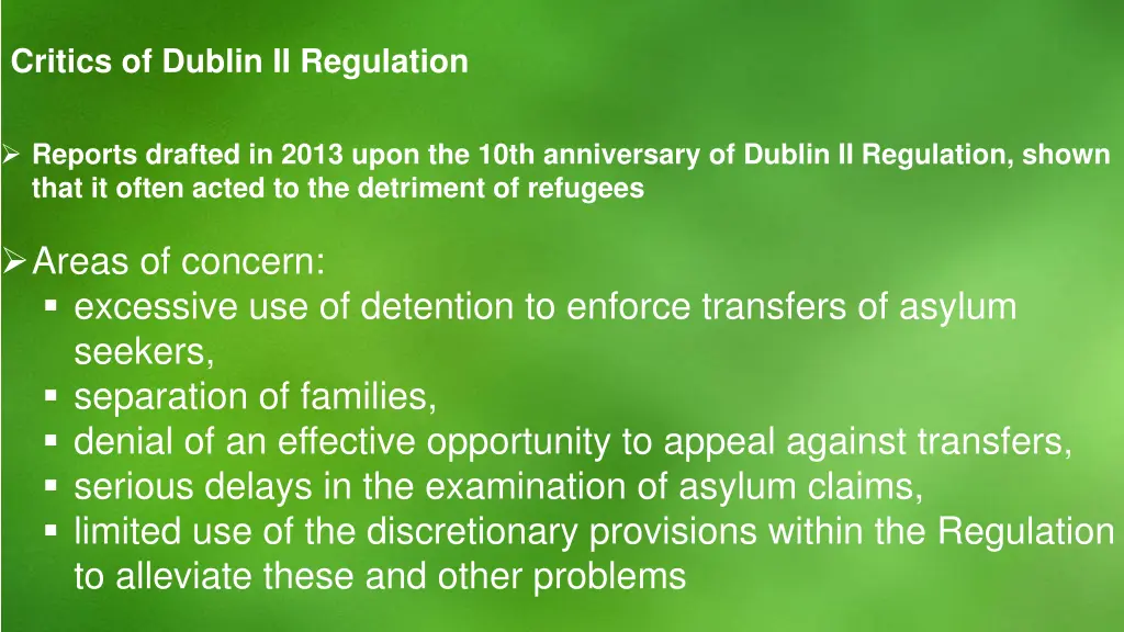 critics of dublin ii regulation
