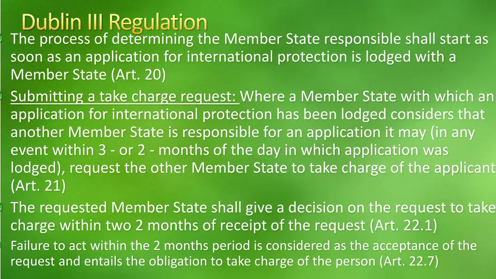 dubliniii regulation the process of determining