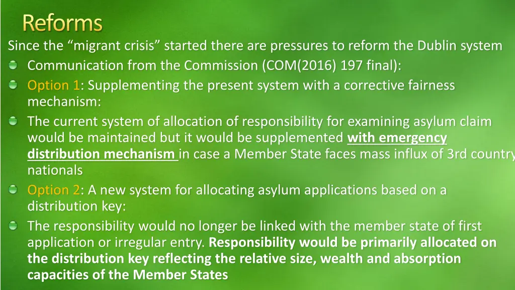 reforms since the migrant crisis started there