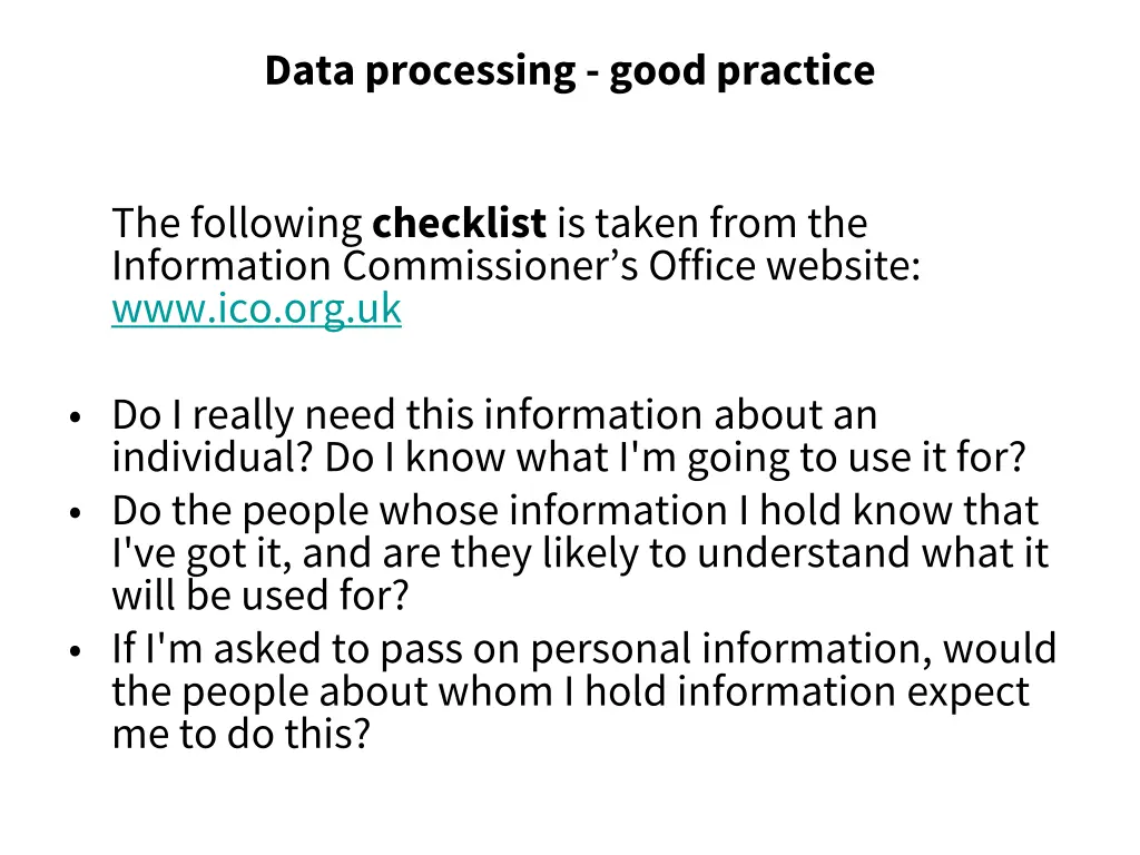data processing good practice