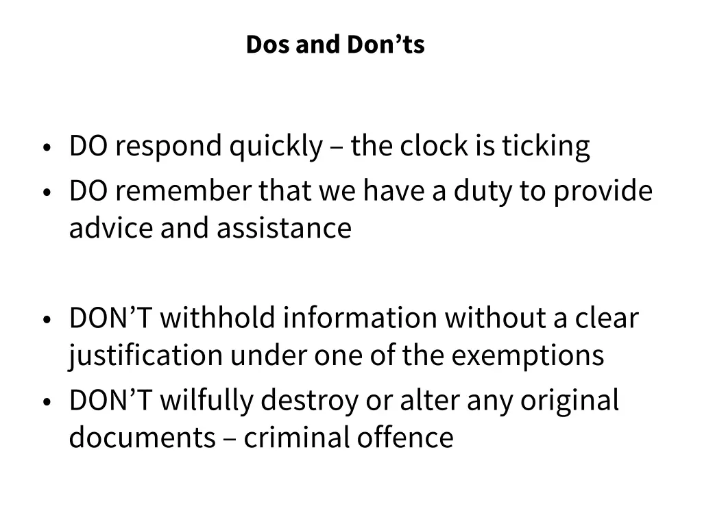 dos and don ts