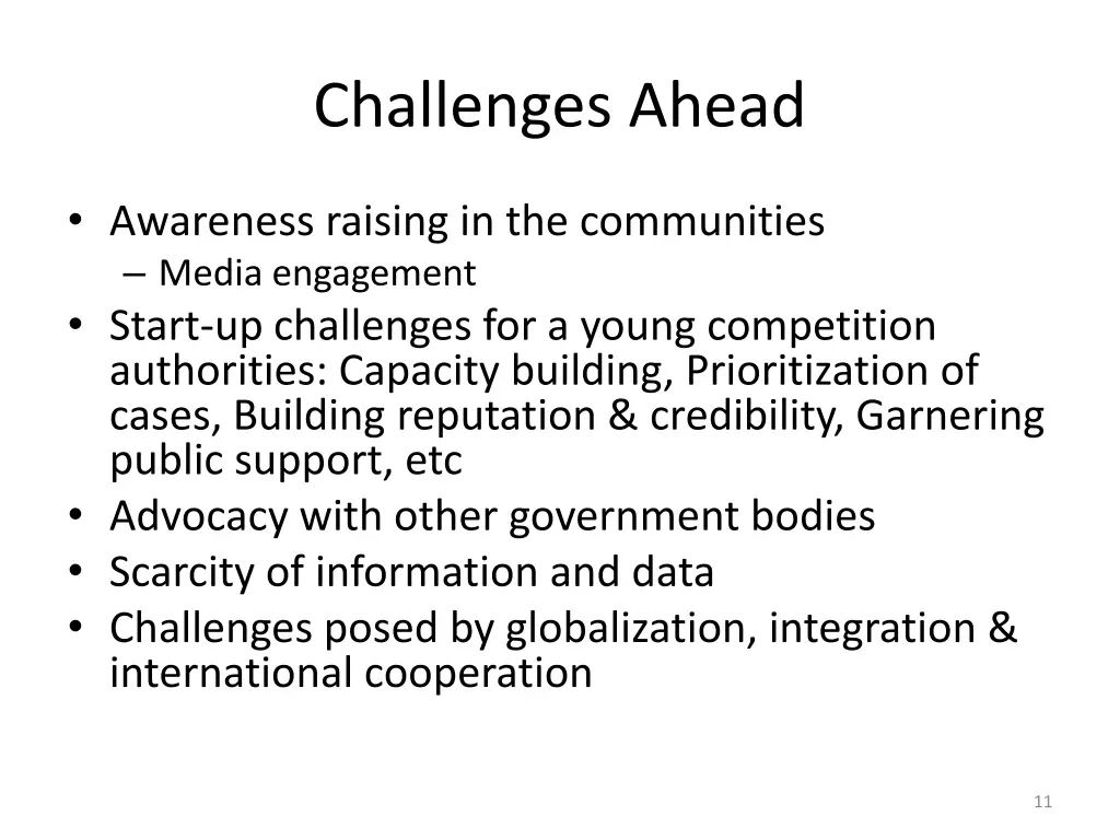 challenges ahead