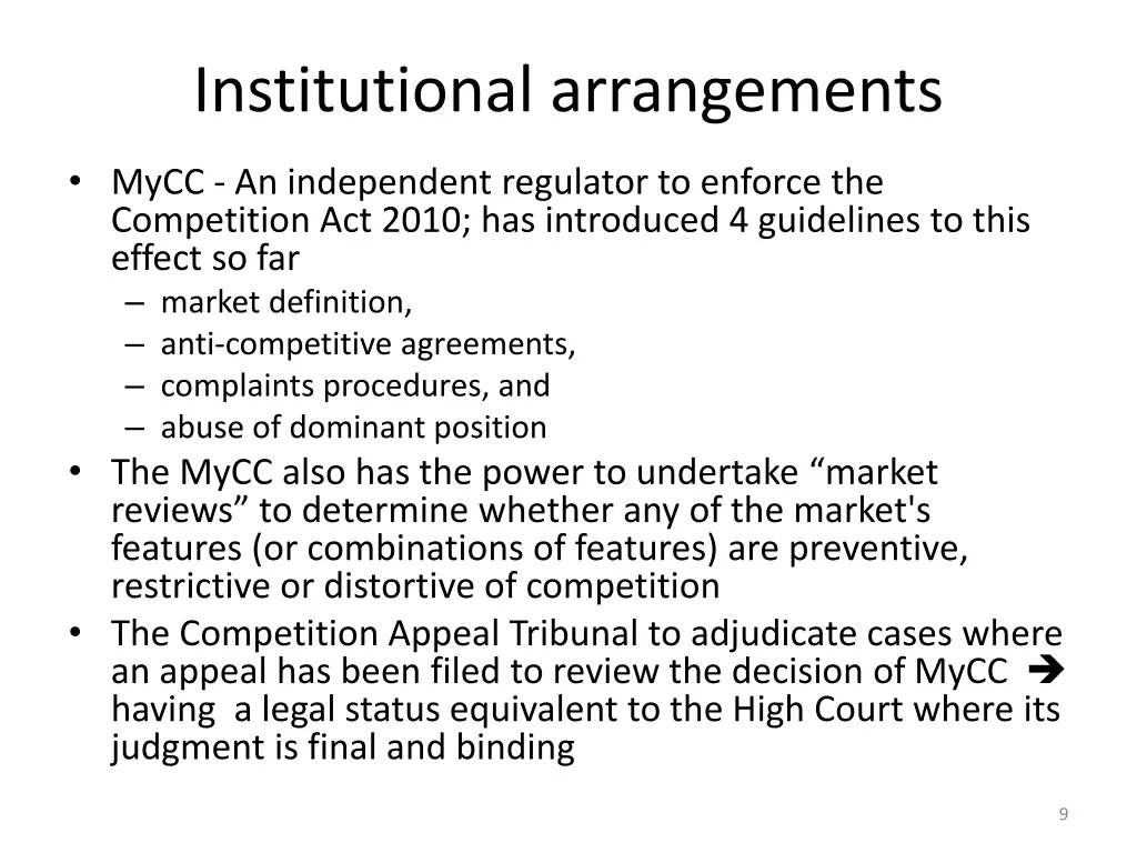 institutional arrangements