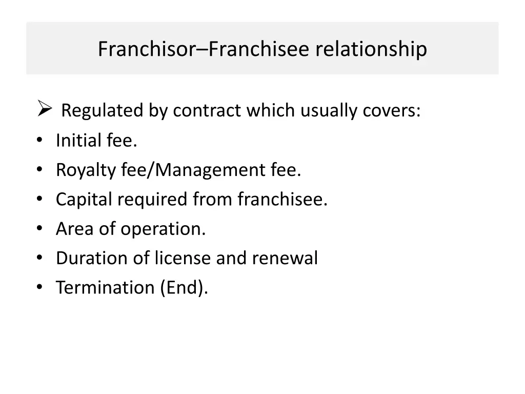 franchisor franchisee relationship