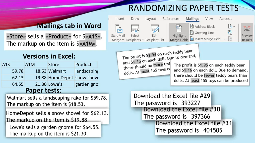 randomizing paper tests