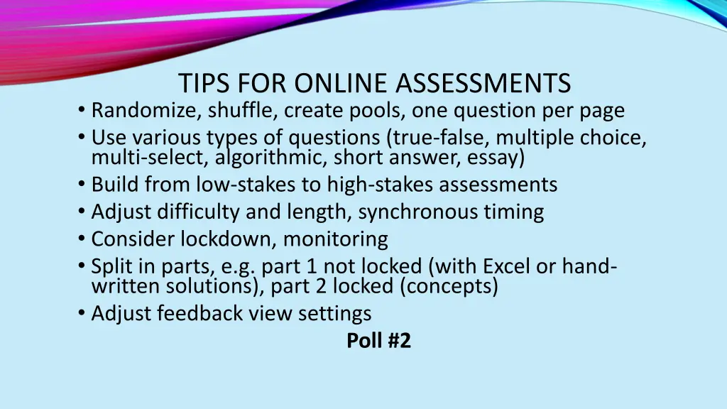 tips for online assessments randomize shuffle