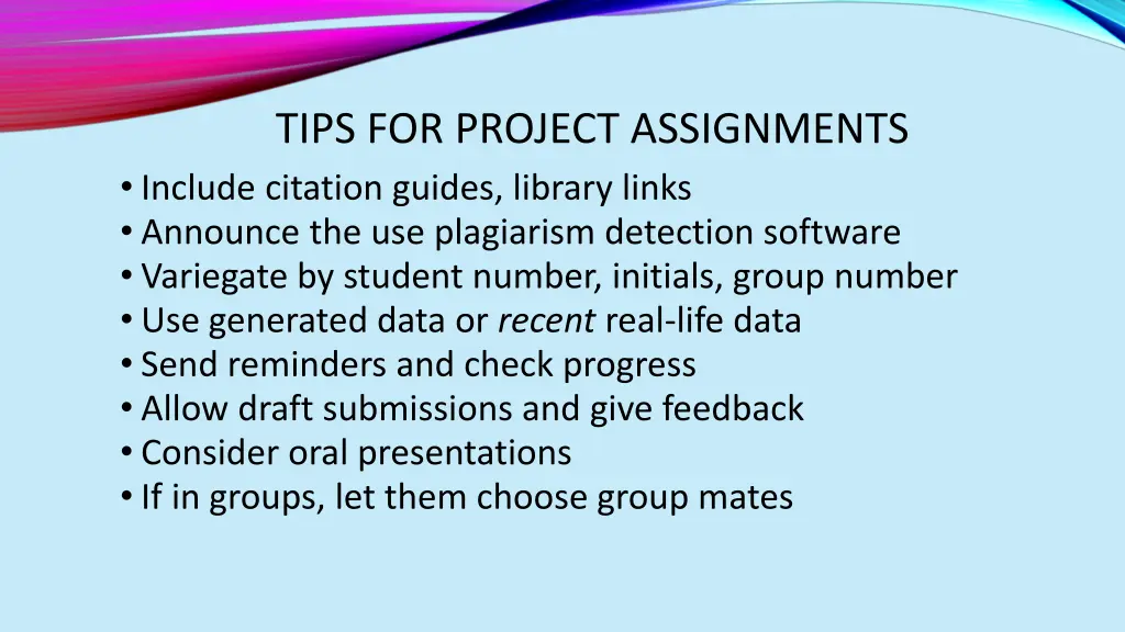 tips for project assignments include citation