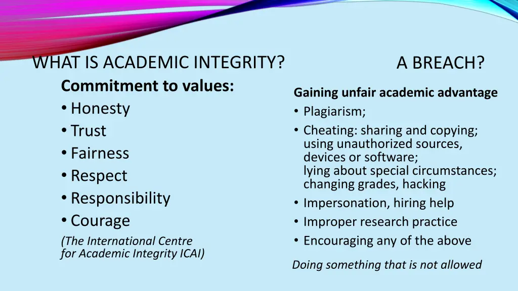 what is academic integrity commitment to values