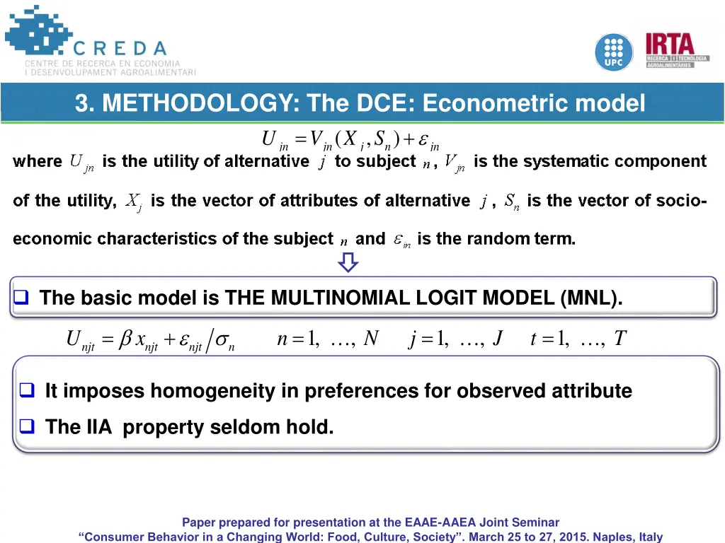 3 methodology the dce econometric model