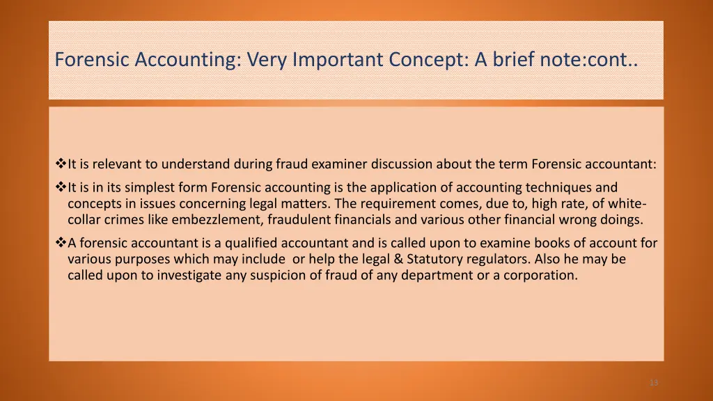 forensic accounting very important concept