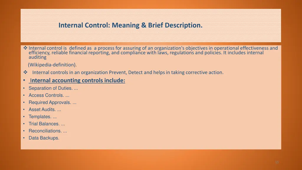 internal control meaning brief description