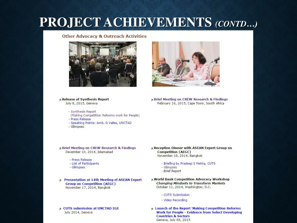 project achievements contd