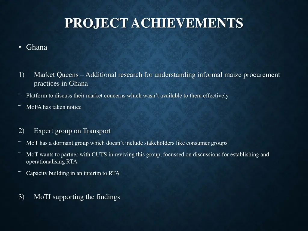 project achievements