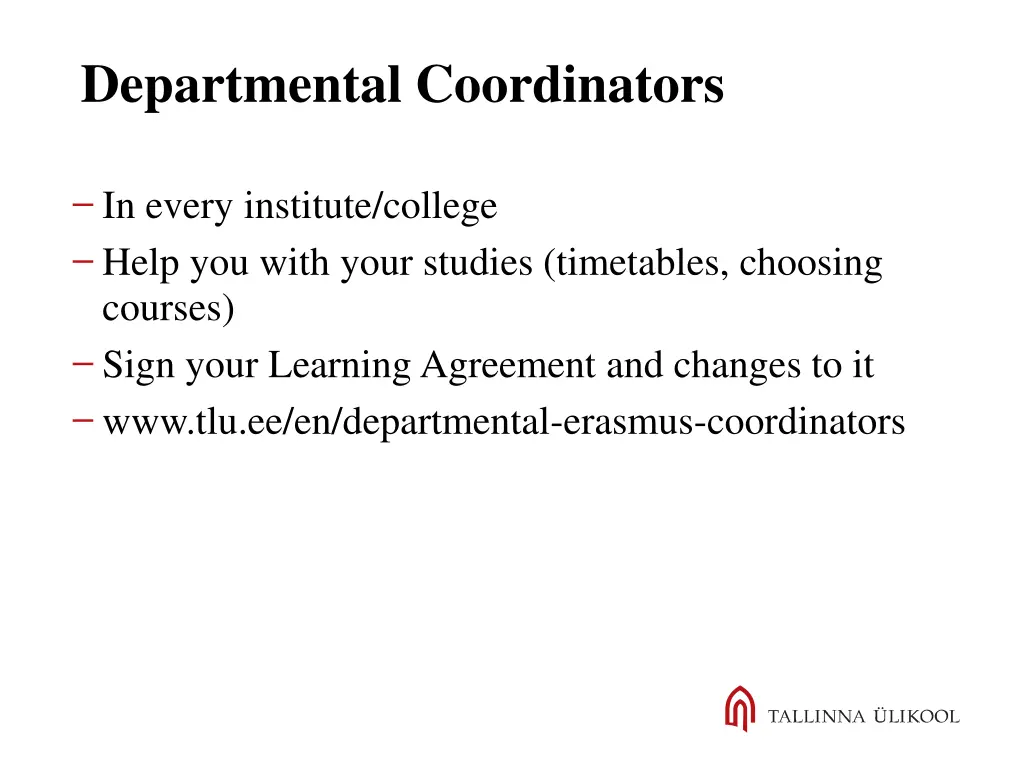 departmental coordinators