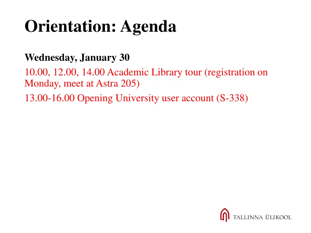 orientation agenda 1