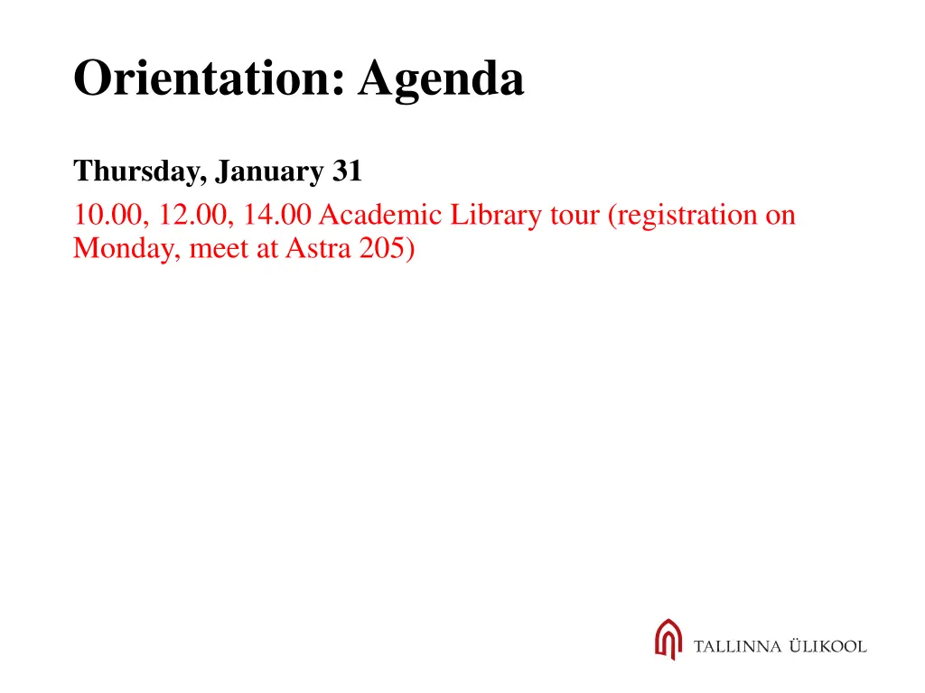 orientation agenda 2