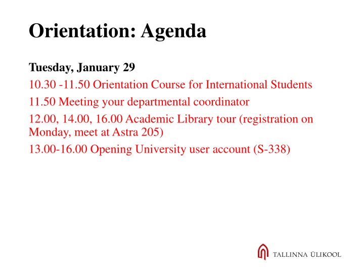 orientation agenda