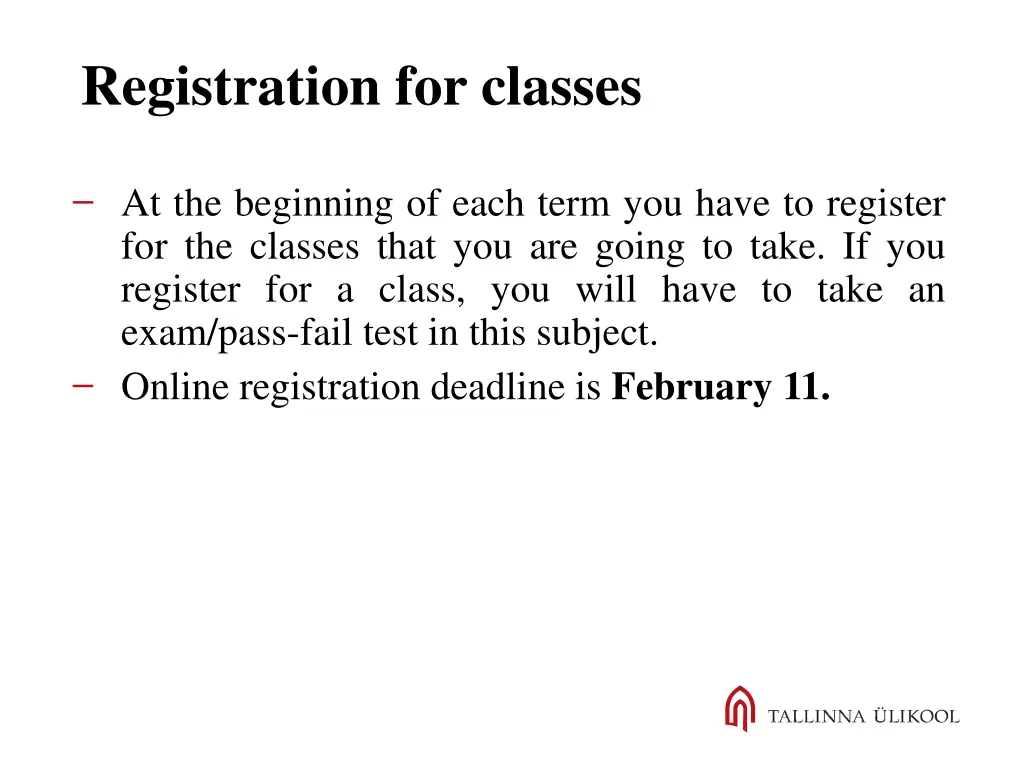 registration for classes