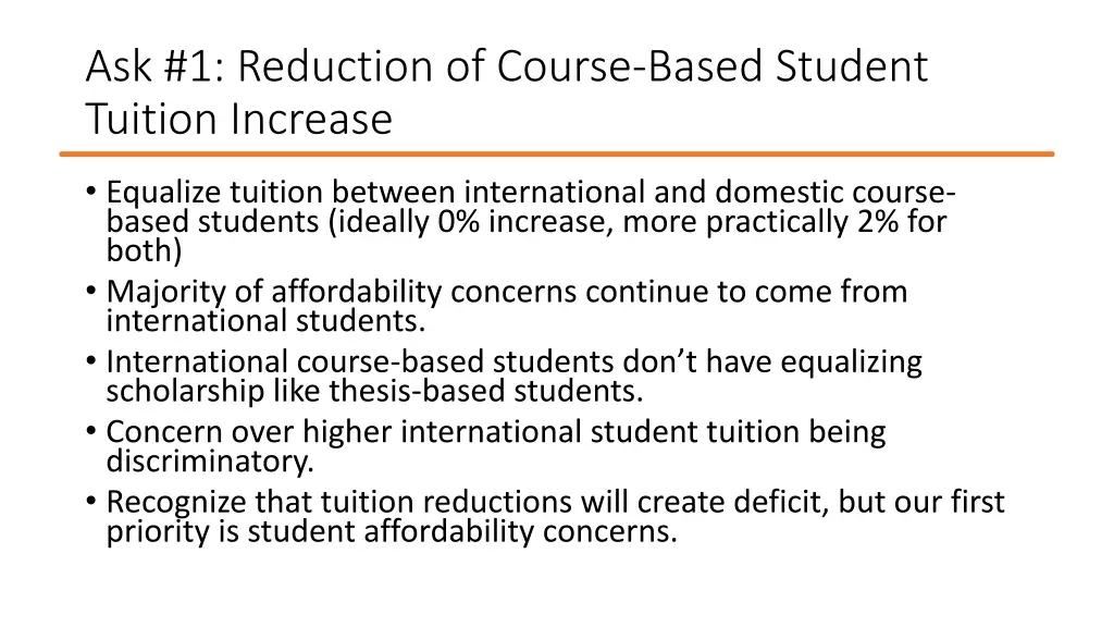 ask 1 reduction of course based student tuition