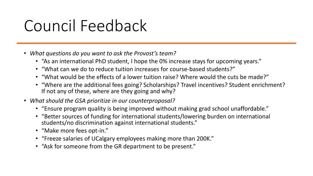 council feedback