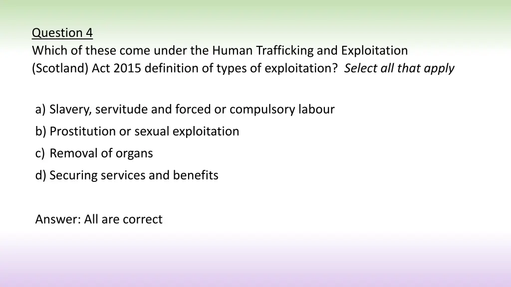 question 4 which of these come under the human