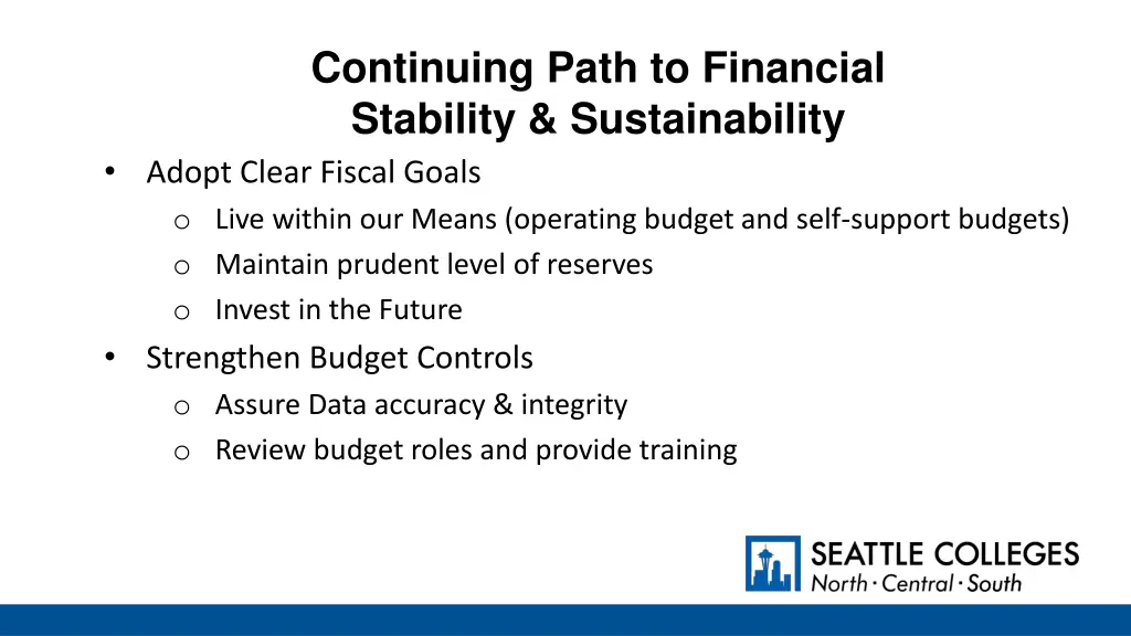 continuing path to financial stability