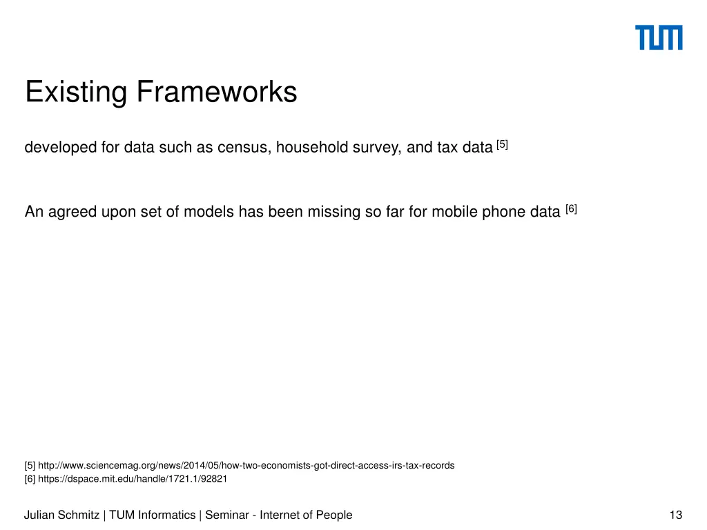 existing frameworks