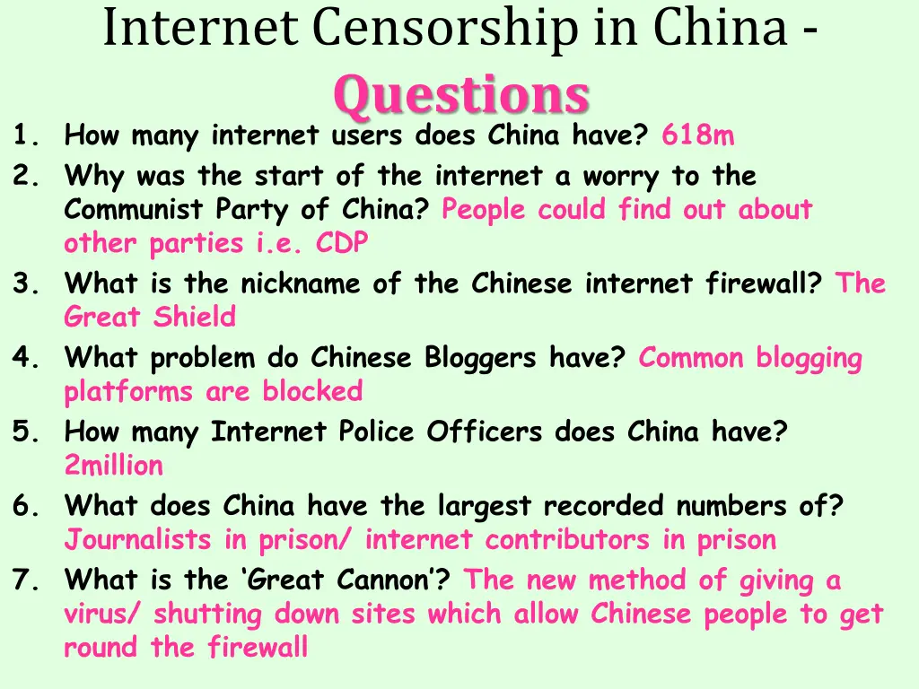internet censorship in china questions 1 how many 1