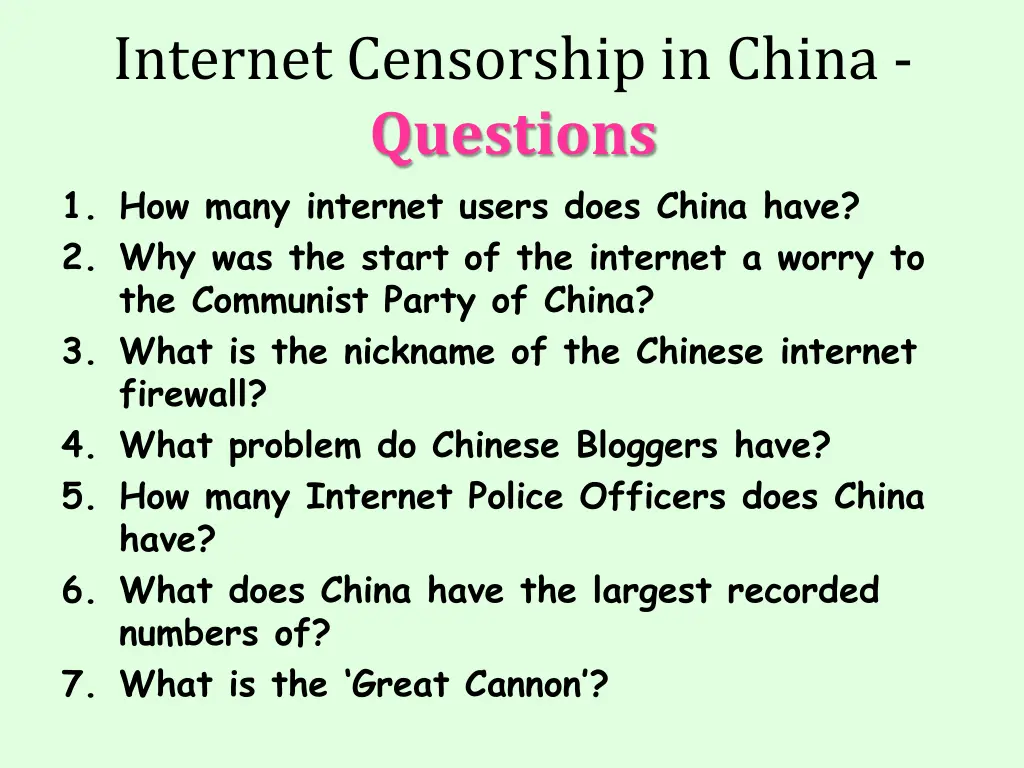 internet censorship in china questions 1 how many