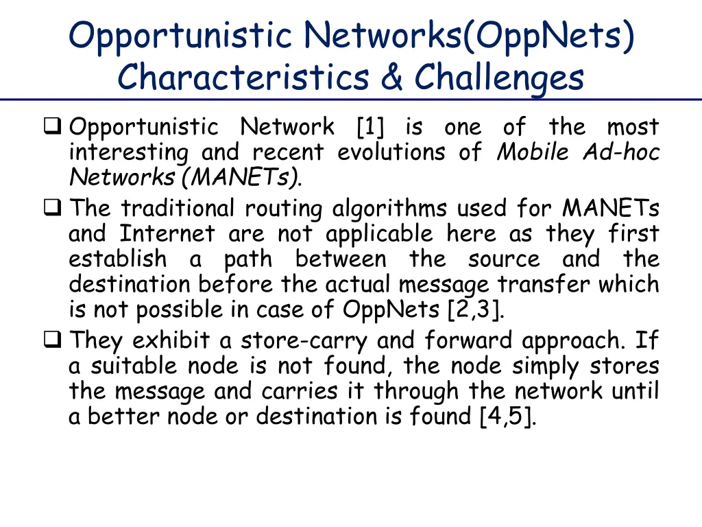 opportunistic networks oppnets characteristics