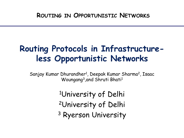 r outing in o pportunistic n etworks