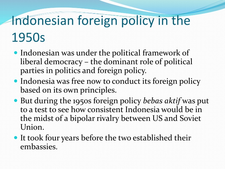 indonesian foreign policy in the 1950s indonesian