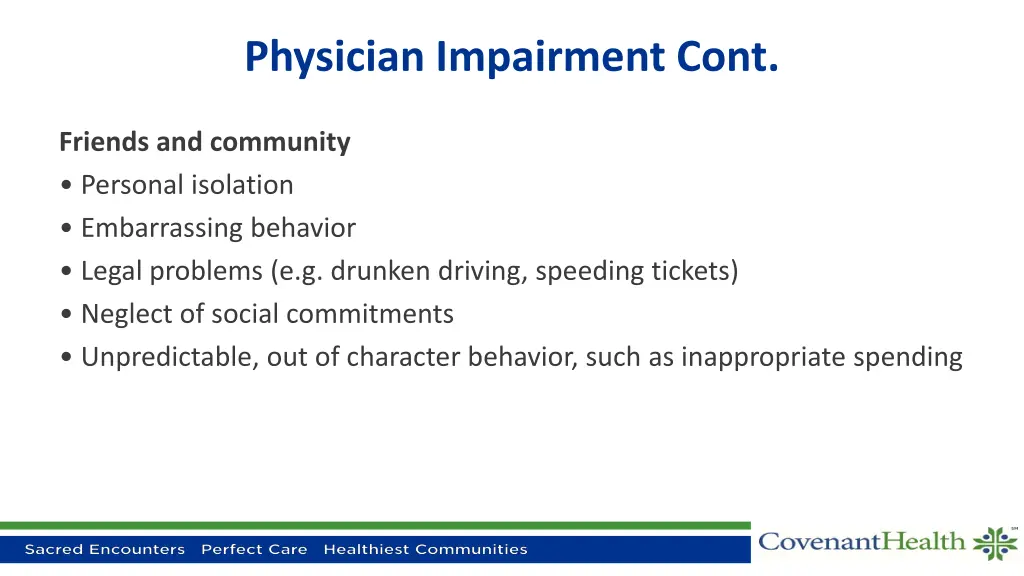 physician impairment cont