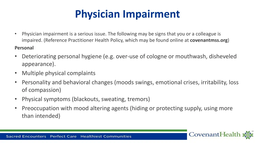 physician impairment