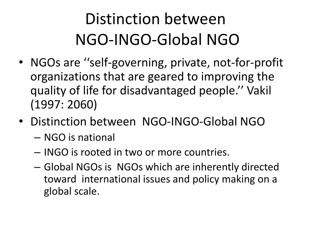 distinction between ngo ingo global ngo ngos