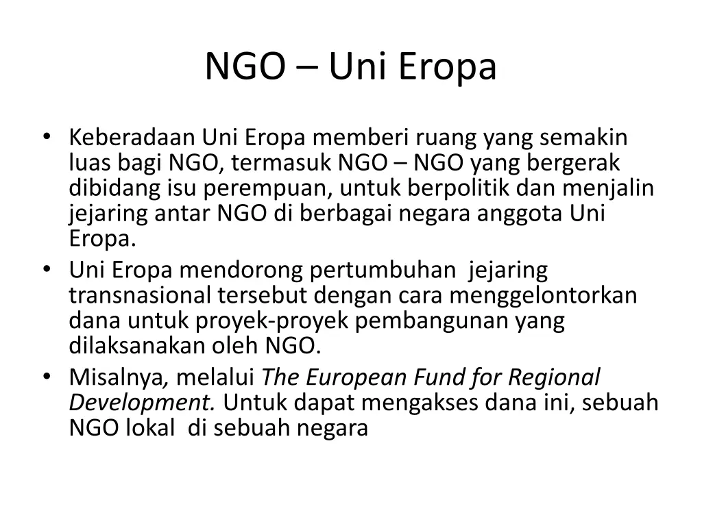 ngo uni eropa