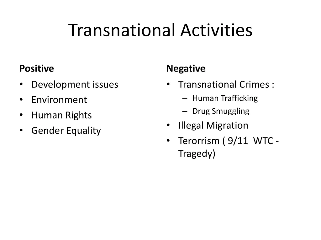 transnational activities